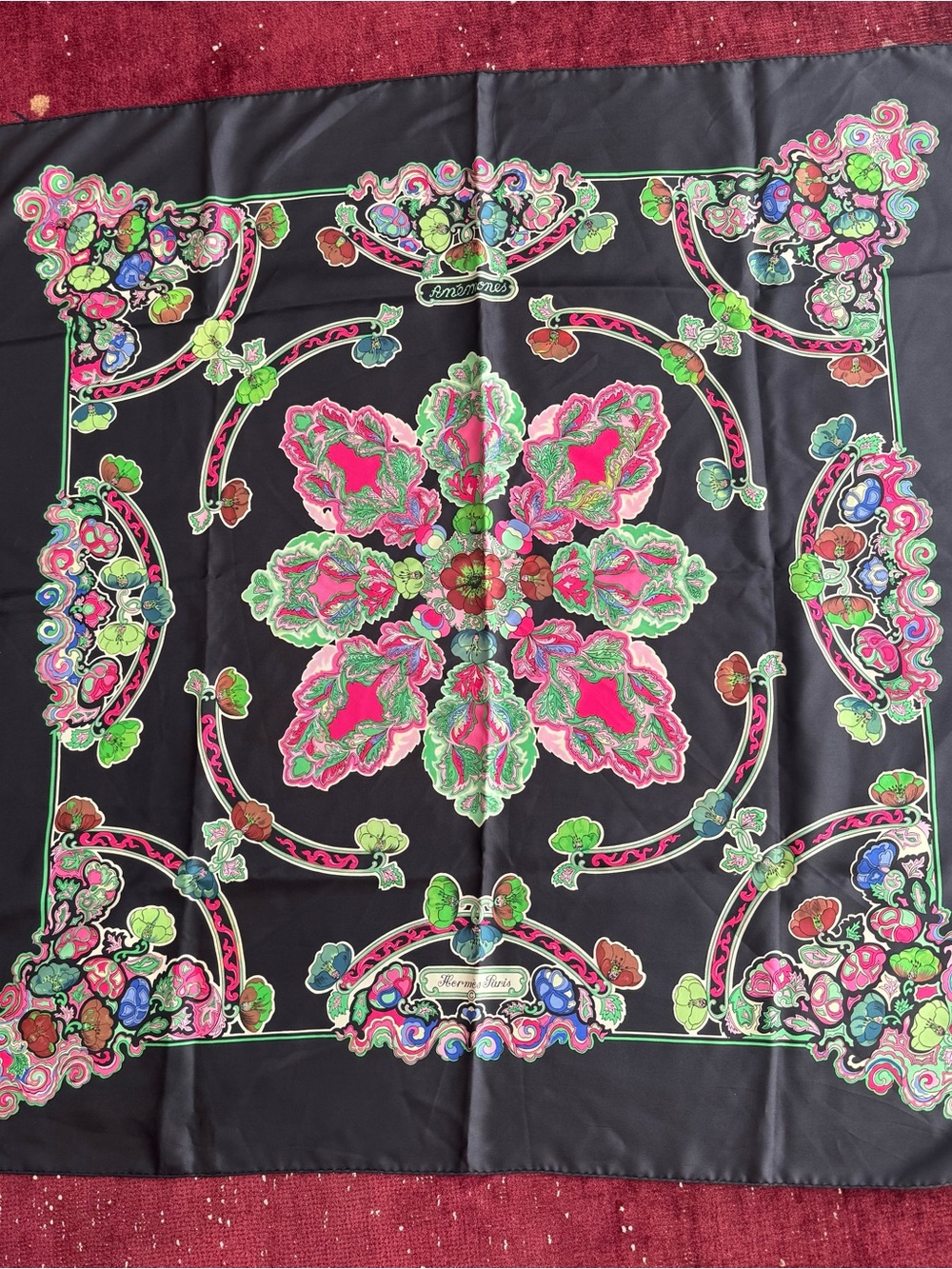 Stunning  Hermes Paris Silk 36”square Vintage scarf by designer Amemones!!